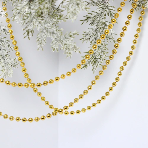 Бусы на ёлку 1,5м "Шарики" d-6мм, Золото