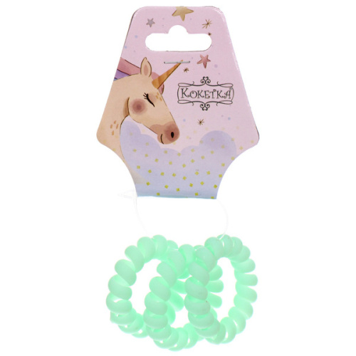 Резинки для волос силиконовые 3шт "ЕЖЕВИКА", цвет мятный, d-3,8см (Подвес Единорог)