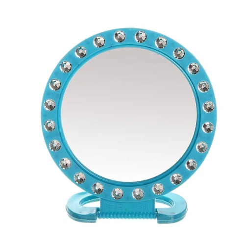 Зеркало настольное в пластиковой оправе "Белые выемки" круг, подвесное d-12.5см (стикер на минивложение 10шт)