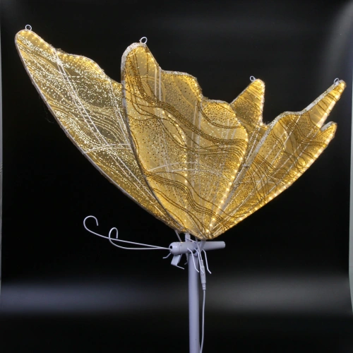 Фигура светодиодная "Волшебная Бабочка" на стойке h-1,94м, длина крыла 80 см, без движения,220v,Теплый белый