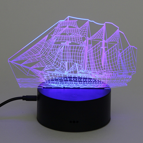 Светильник ночник 3D-Корабль на пластиковой подставке, с включателем USB_7
