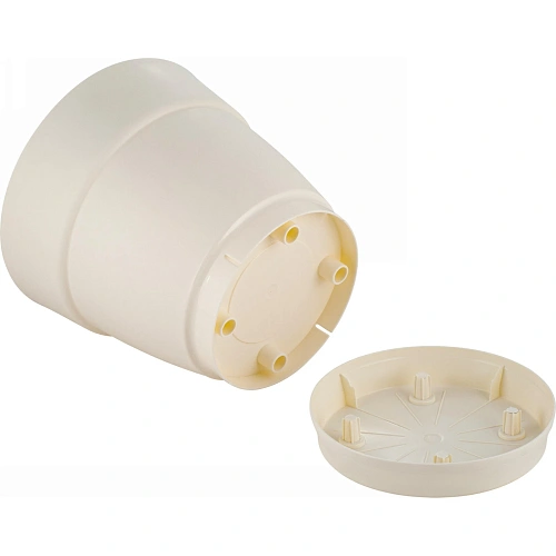 Горшок для цветов пластиковый 4л d-20см Villa de Fiori с фиксируемым поддоном, белоснежный жасмин_2