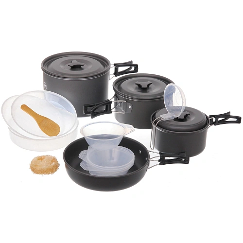 Набор посуды походной (2котелка,ковш,сковорода,3тарелки,лопатка,5чашек,поварёшка,губка) COMPSOR-500_3