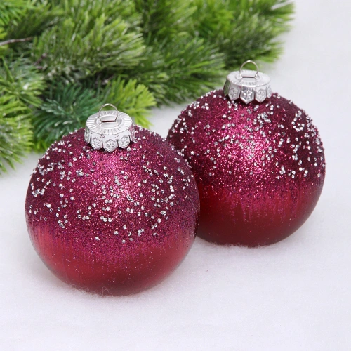 Набор шаров "Сказочная полночь" 10 см (в наборе 2 шт), Рубин