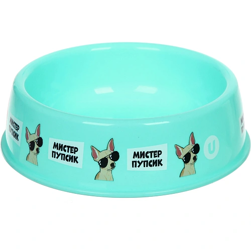 Миска пластиковая "МОЙ БРО - М!ИСТЕР ПУПСИК, цвет мятный 21*6,5см (логотип на миске) 700мл