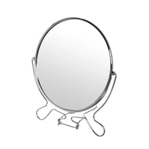 Зеркало настольное в металлической оправе "Модерн" круг, двухстороннее, d17см 