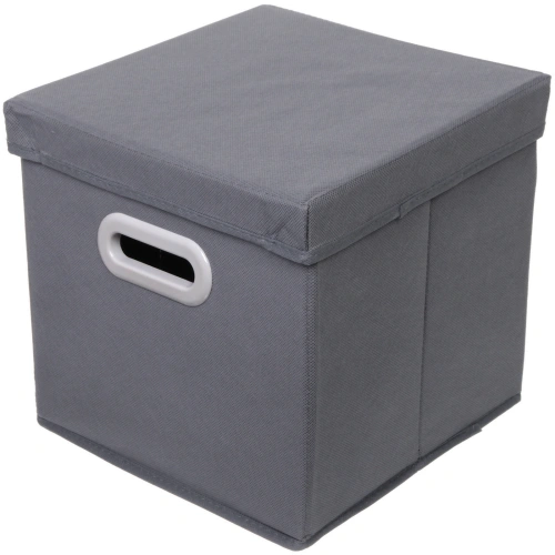 Короб - органайзер складной стеллажный для хранения вещей с крышкой "ДОМания", цвет серый, 28*28*28см (лейбл)