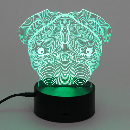 Светильник ночник 3D-Пёсик на пластиковой подставке, с включателем USB_6