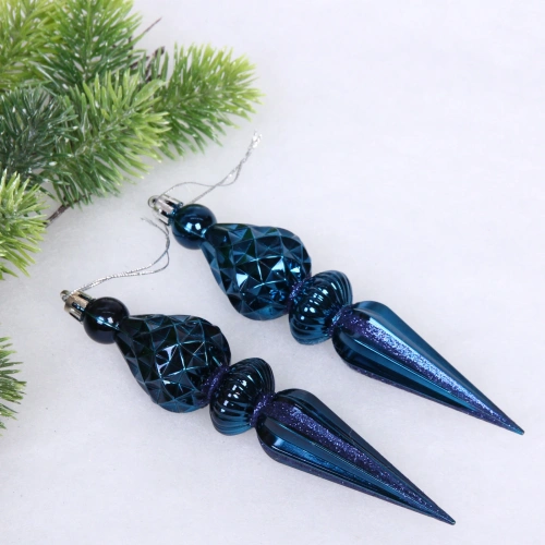 Ёлочные игрушки "Сказочная сосулька" 17,8 см, Сапфир (набор 2 шт)