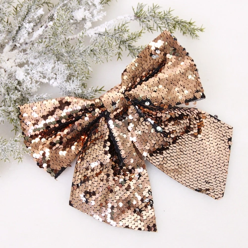 Бант на ёлку "Сияние" 20*22 см, Розовое золото