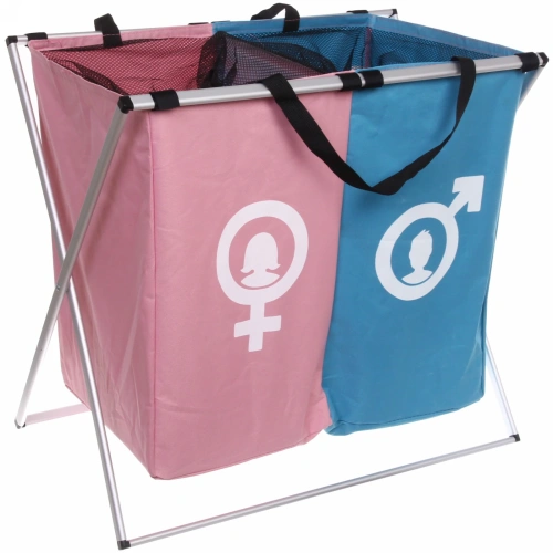 Корзина для белья двойная складная Мужское, Женское 59*39*56 см