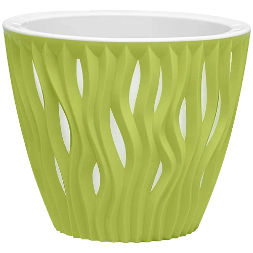Кашпо для цветов пластиковое 3л d-19,5см "Вдохновение" Фисташковый