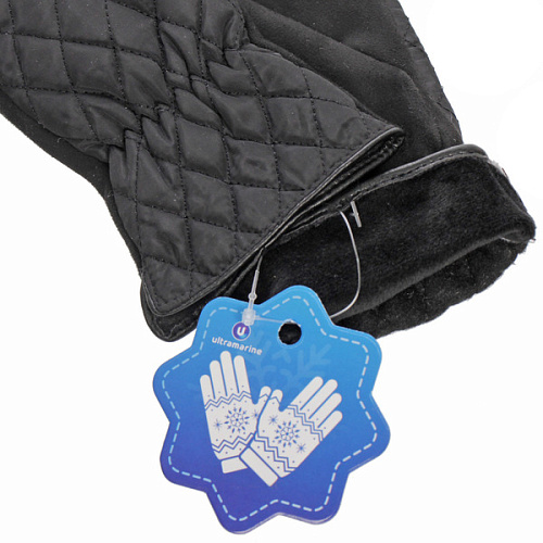 Перчатки  женские с утеплителем стеганные Merola, цвет черный, размер 238,5см, (пакет с подвесом)_5