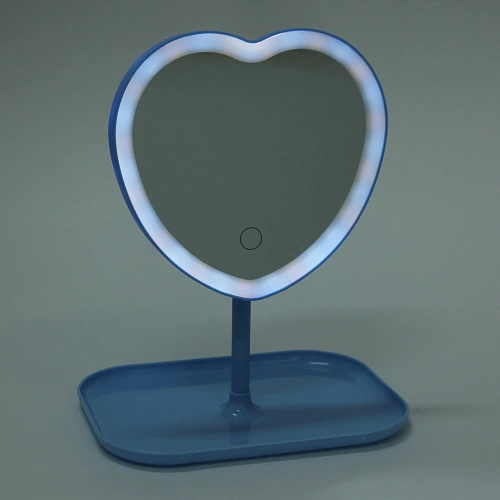 Зеркало настольное с подсветкой на подставке Mary Touch - Heart, цвет голубой, USB, 2029см_12