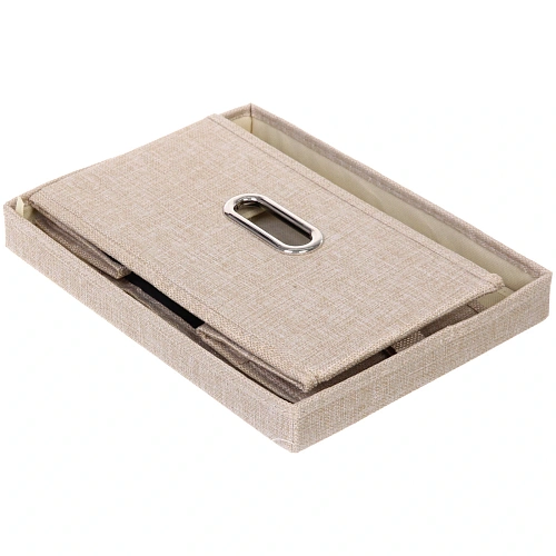 Коробка для хранения вещей складная с крышкой ДЭСТРА, цвет светло-бежевый, 322418см_4