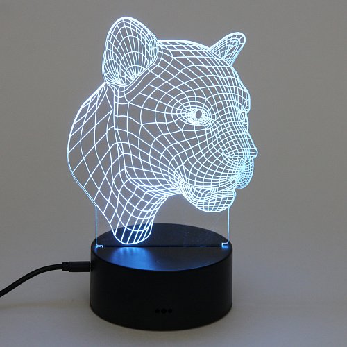 Светильник ночник 3D-Пантера на пластиковой подставке, с включателем USB_4