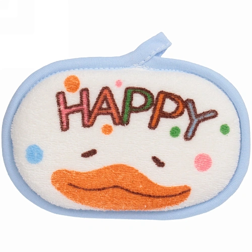Губка для тела махровая детская "Happy baby - Утёнок Кря" , 13,5*8,5 см (ZIP пакет)