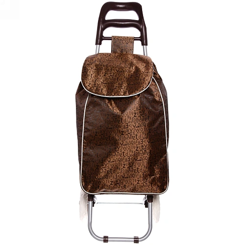 Тележка хозяйственная с сумкой (953330см, колеса 16см, до 30 кг) буквы, коричневая_4