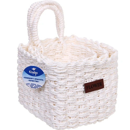 Корзинки интерьерные для хранения 3шт в наборе с петелькой ЭЛЛОРИЯ, цвет белый, 121115141617см (лейбл)_8