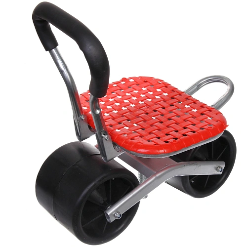 Стул садовый на колесах для прополки и работы в саду 354714см с поворотным механизмом(360°) складная спинка, цвет красный_9