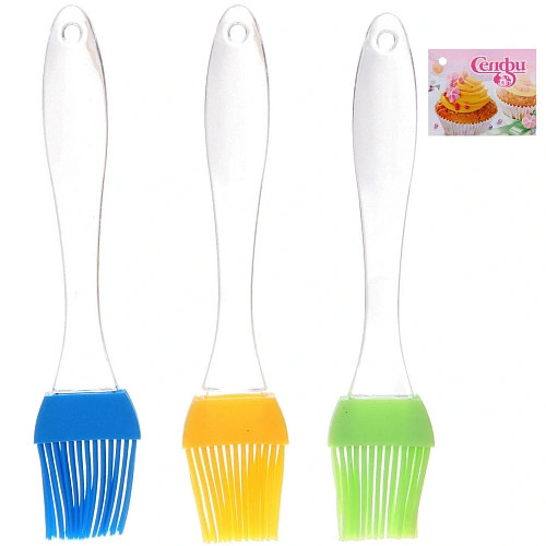 Кисточка кулинарная силиконовая 19*3,5см прозрачная ручка 