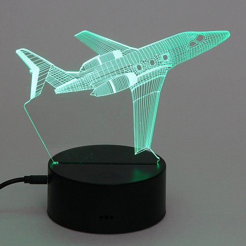 Светильник ночник 3D-Самолёт на пластиковой подставке, с включателем USB_6
