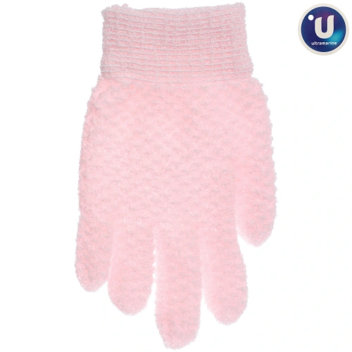 Мочалка - перчатка массажная  "Premium - PASTERA", цвет нежно-розовый, 19*12см (зип пакет и наклейка Ultramarine)