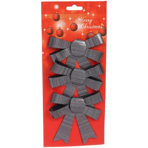 Бант на ёлку "Элегант" 10*11 см (набор 3 шт), Черная ночь