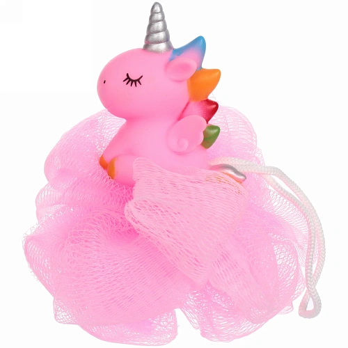 Мочалка-шар для тела полипропиленовая детская "Baby Boom - Единорожек", цвет розовый, 20гр, d-11см