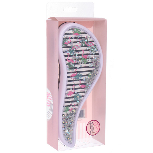 Расческа массажная компактная ТРОПИКИ, блестки, микс 4 дизайна, 187,5см (PVC коробка)_7