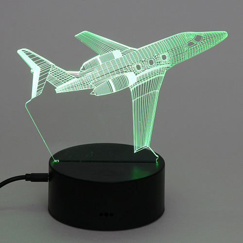 Светильник ночник 3D-Самолёт на пластиковой подставке, с включателем USB_8