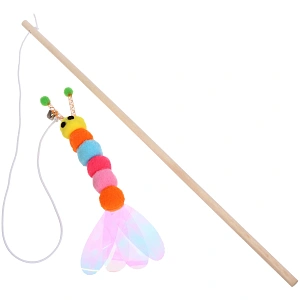 Игрушка - дразнилка на палочке "ЦапЦап", гусиничка с колокольчиком, цвет как на фото, 40см ( пакет с подвесом)✦